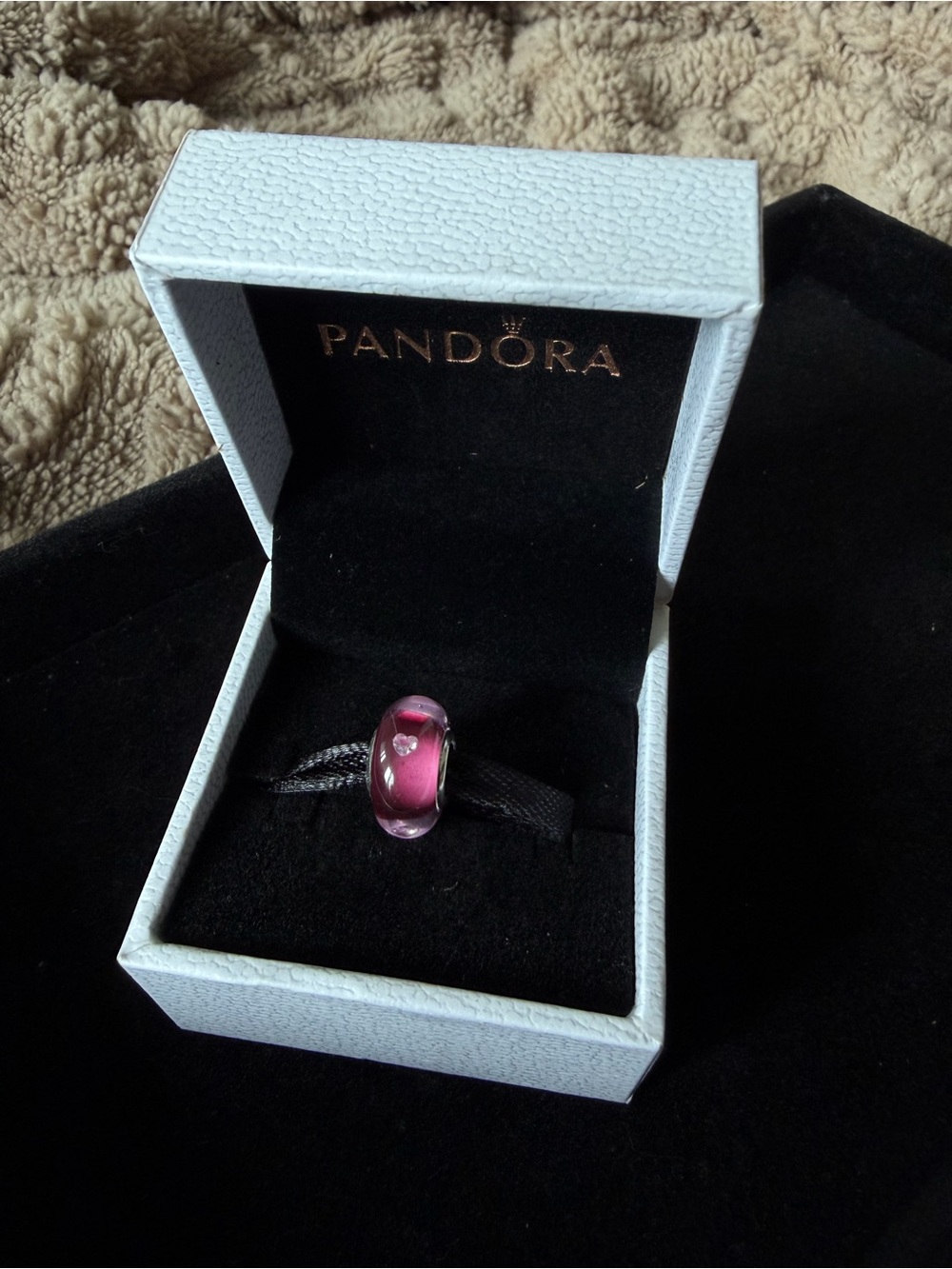 Pandora Cerise Heart Murano Glass Charm